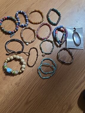 Boho Mixed Bead Bracelet Set in Multicolor by